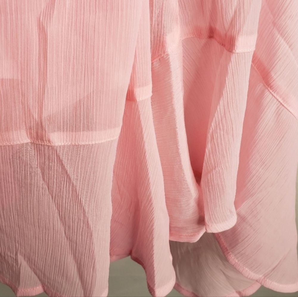Torrid Kimono Top 2X 18/20W Crinkled Pink Chiffon Sheer Ruffle Bell Sleeve NWT - Picture 12 of 14